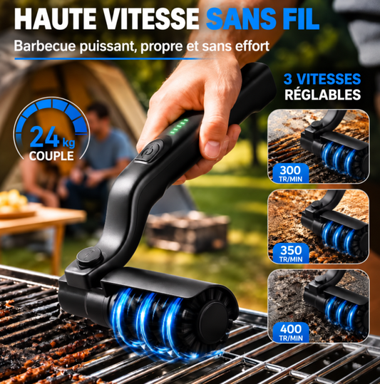 Brosse de nettoyage électrique pour barbecue 2 en 1 sans fil rechargeable