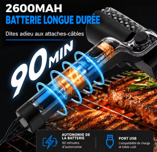 Brosse de nettoyage électrique pour barbecue 2 en 1 sans fil rechargeable